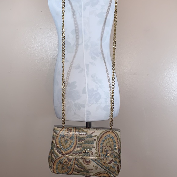 Morris Moskowitz Vintage Leather Paisley Print Shoulder Bag - Picture 10 of 16